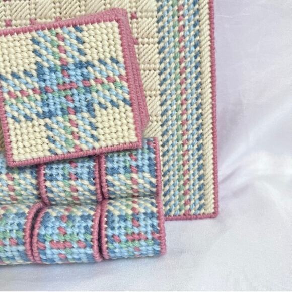 NEEDLEPOINT Vintage 26pc Placemats Coasters & Napkin Rings Set Table Setting - Picture 4 of 8